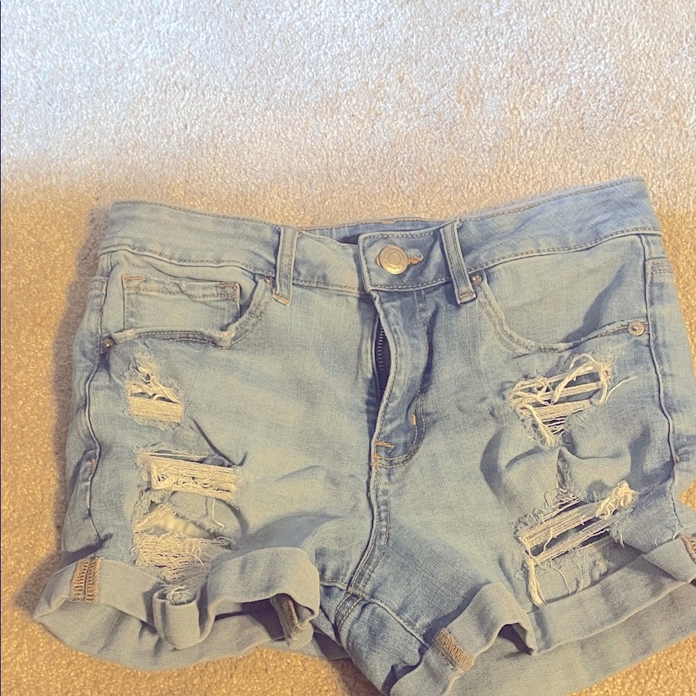 Aeropostale Light Blue Distressed Jean Shorts
